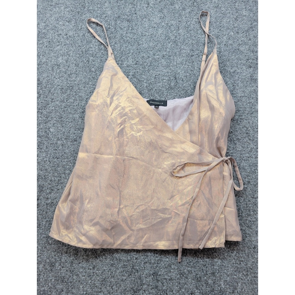 Majorelle Metallic Gold Wrap Camisole Top V-Neck Adjustable Straps Small